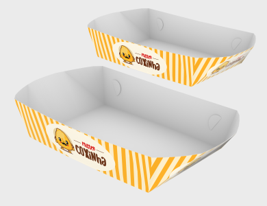 Embalagem Multiuso Bandeja Kraft 240g sem Película Antigordura 19,5x13x6,5cm  - 4x0 - 250 unid