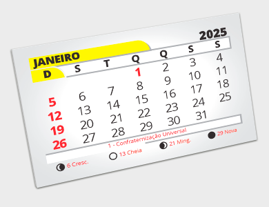 Bloco de Calendário 2025 7x4cm - 250 unid