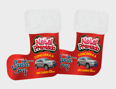 Móbile Bota de Papai Noel Grande PVC 0,3 mm Verniz Total Frente e Verso 35,6x43,4 cm - 4x4 - 10 unid