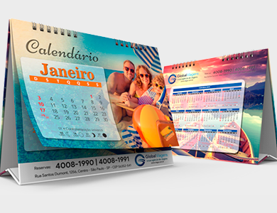 Calendário de Mesa 2025 com Porta Cartões Couchê 300g Sem Verniz 18x25cm - 4x0 - 50 unid