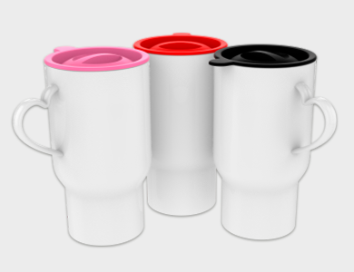Caneca Veicular com Alça Coração em Polímero para Sublimação 550ml - 10 unid