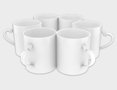 Caneca de Café Coração Branca em Polímero para Sublimação 325ml - 100 unid
