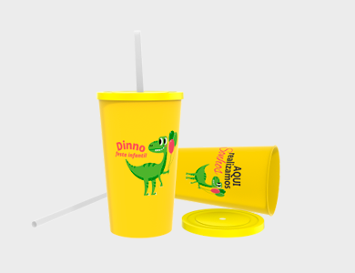 Copo Twister com Tampa e Canudo 575ml - 1 Cor de Impressão - 1x1 - 100 unid