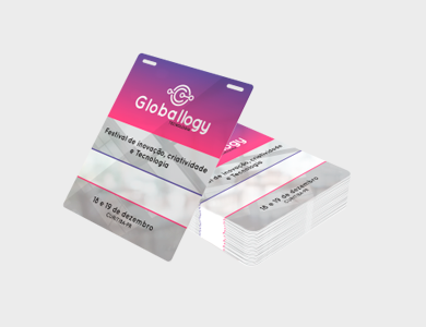 Credencial com Dois Furos Presilha Arte Única PVC 0,3mm branco 11,5x14cm - 4x1 - 500 unid