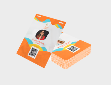 Credencial com Dois Furos Presilha Dados Variáveis PVC 0,3mm branco 11,5x14cm - 4x1 - 1 unid