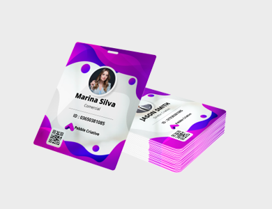 Credencial com Furo Presilha Dados Variáveis PVC 0,3mm branco 11,5x14cm - 4x4 - 1 unid