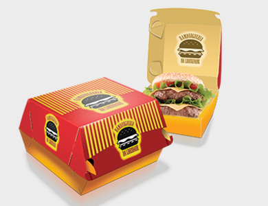 Embalagem para Hambúrguer Papel Alimentício 270g com Película Antigordura 9,5x9x4cm - 4x0 - 250 unid