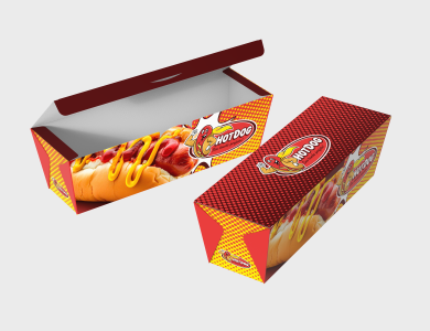 Embalagem Retangular Papel Alimentício 270g com Película Antigordura 22x6x7cm - 4x0 - 250 unid