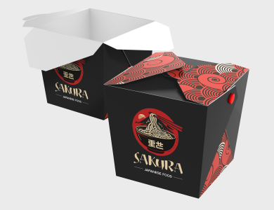 Embalagem Box com Ilhós Papel Alimentício 270g com Película Antigordura 6,5x6,5x7,5cm - 4x0 - 100 unid