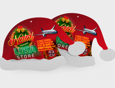 Móbile Gorro de Papai Noel Pequeno PVC 0,3 mm Verniz Total Frente e Verso 23,4x14,4 cm - 4x4 - 250 unid