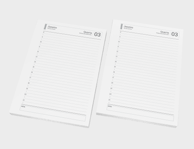 Miolo de Agenda A5 Sulfite 75g PB - Modelo Permanente 2025 - 1x1 - 5 unid