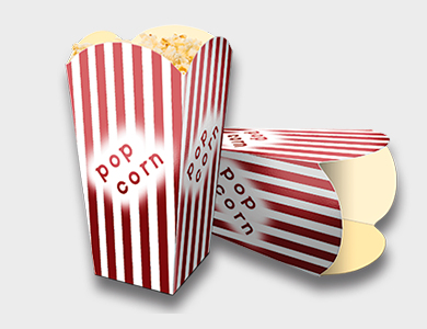 Embalagem de Pipoca Papel Alimentício 270g com Película Antigordura 5,2x5,2x9,9cm - 4x0 - 1000 unid