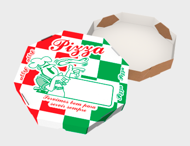 Caixa de Pizza Estampada Octagonal 25x25cm - 50 unid