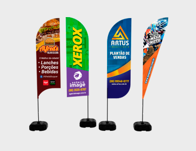 Wind Banner Grande com Base de Plástico Tecido Microfibra 75x200cm - 4x4 - 1 unid