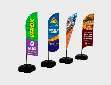 Wind Banner Mini com Base de Plástico Tecido Oxford 50x150cm - 4x4 - 1 unid